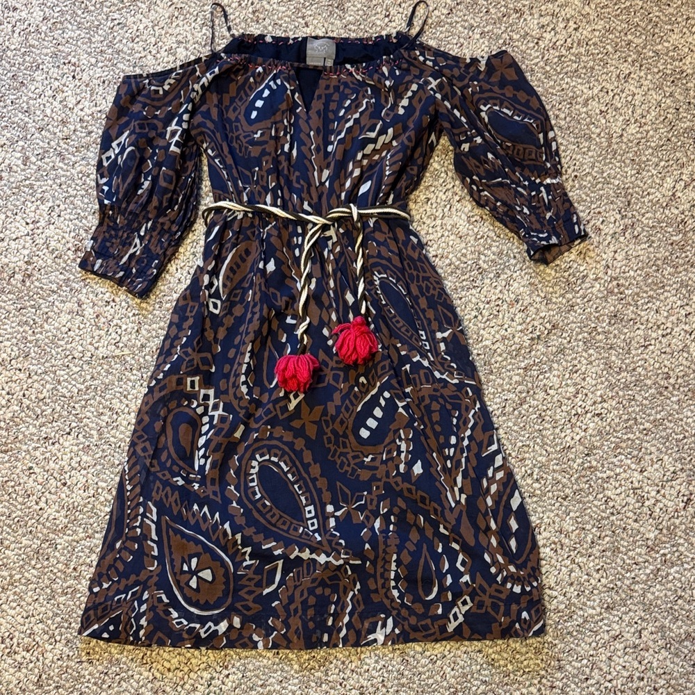 Vanessa Virginia Anthropologie Off Shoulder Patterned Dress Women's Elegant